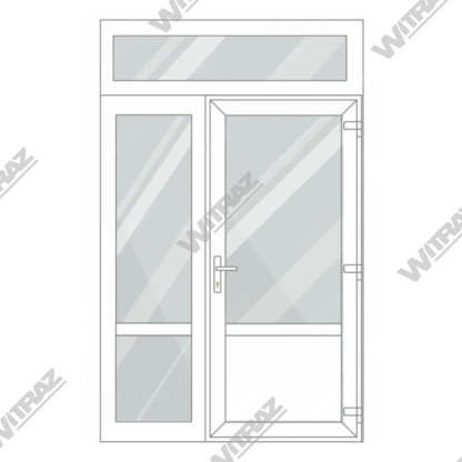   PVC entrance doors with 1 side and 1 top windows - Door (glass + PVC) + Side (glass + glass) + Upper window (glass)