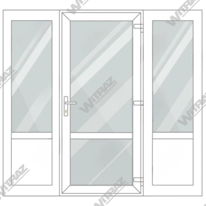   PVC entrance doors with 2 side windows - Door (glass + glass) + 2 Sides (glass + PVC)