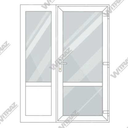  PVC entrance doors with side window - Door (glass + glass) + Side (glass + PVC)