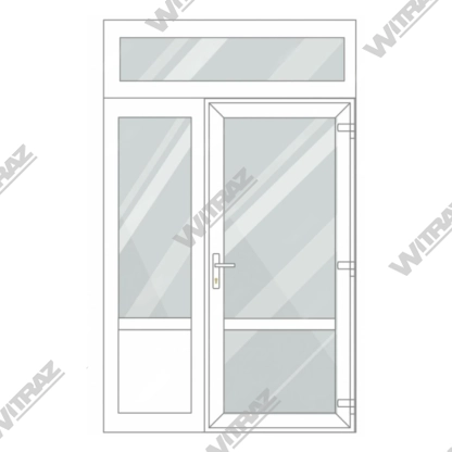   PVC entrance doors with 1 side and 1 top windows - Door (glass + glass) + Side (glass + PVC) + Upper window (glass)